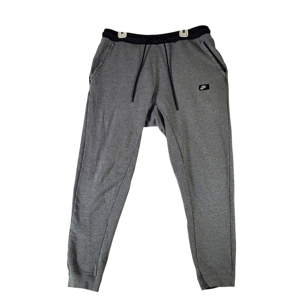 Nike Mens Joggers Heather Gray Black Elastic Waist Tapered Sweatpants Medium